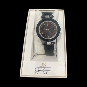 Jessica Simpson Black Watch with Gold and Crystal Details